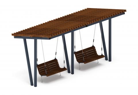 Пергола тент с качелями (наклоная) - МФ 78.03.02-01.И1 /без поликарбоната/