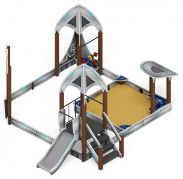 Песочный дворик с горкой Космопорт (Серый) - ИО 6.14.01-01 H=750