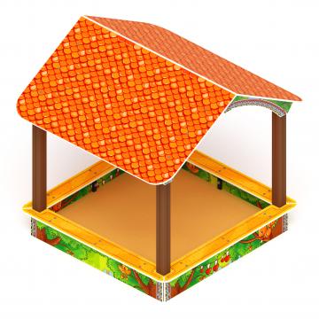 Песочный дворик с навесом Домик (Полянка) - ИО 6.01.02-03