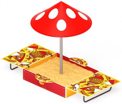 Песочница с крышкой средняя и навесом Грибок (Рыбы) - ИО 5.01.10-08