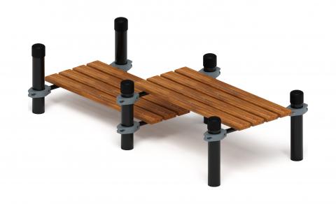 Воркаут 108. Гимнастическая скамья двойная разноуровневая (серый) ВТ 02.01-03