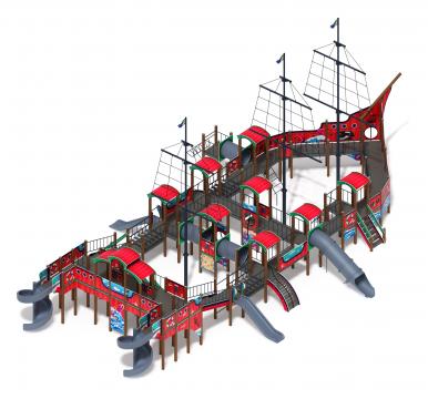 Баркентина (Мульт)  - ДИК 2.03.3.06-10 - Игровой комплекс (Винтовой скат) H=1200, Н=1500, Н=2000
