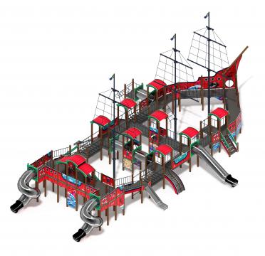 Баркентина (Мульт) - ДИК 2.03.3.06-20 - Игровой комплекс (нержавейка скат) H=1200, Н=1500, Н=2000