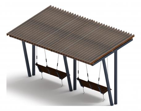 Пергола тент с качелями (наклоная) - МФ 78.03.02-И1 /с поликарбонатом/