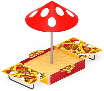 Песочница с крышкой средняя и навесом Грибок (Рыбы) - ИО 5.01.10-08