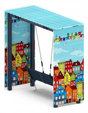 Пергола с качелями (Город) - МФ 78.06.01-05.И1/без поликарбоната/