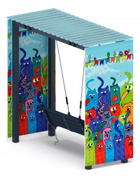 Пергола с качелями (Коты) - МФ 78.06.01-06.И1 /с поликарбонатом/