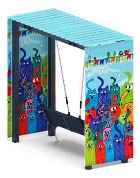 Пергола с качелями (Коты) - МФ 78.06.01-07.И1 /без поликарбоната/