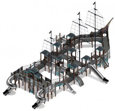 Баркентина (Лагуна) - ДИК 2.03.3.06-22 - Игровой комплекс (нержавейка скат) H=1200, Н=1500, Н=2000