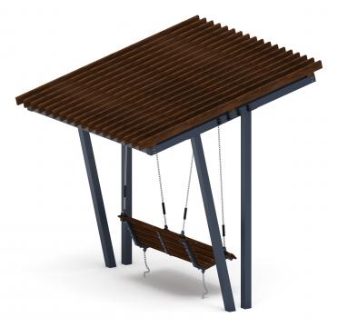 Пергола тент с качелями (наклоная) - МФ 78.03.01-01.И1 /без поликарбоната/