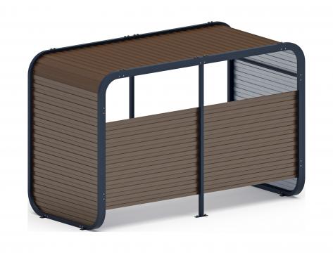 Навес контейнерной площадки для мусора (коричневый) (2 секции) (под анкера) МФ 55.01.02-02