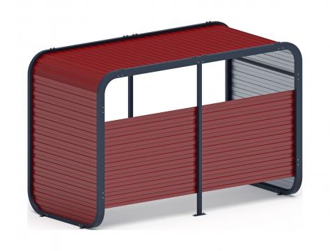 Навес контейнерной площадки для мусора (красный) (2 секции) (под анкера) МФ 55.01.02-04