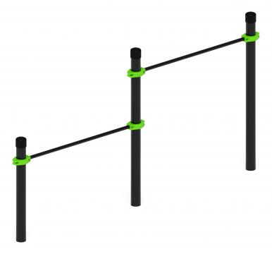 Воркаут 108. Перекладины стационарные разноуровневые (зеленый) ВТ 02.07-02