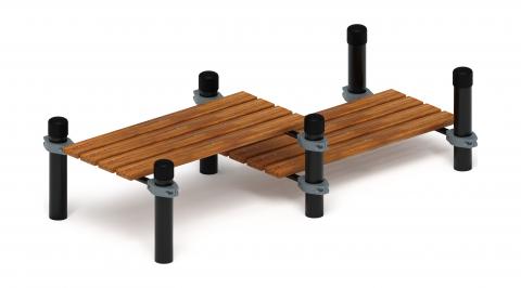 Воркаут 108. Гимнастическая скамья двойная разноуровневая (серый) ВТ 02.01-03