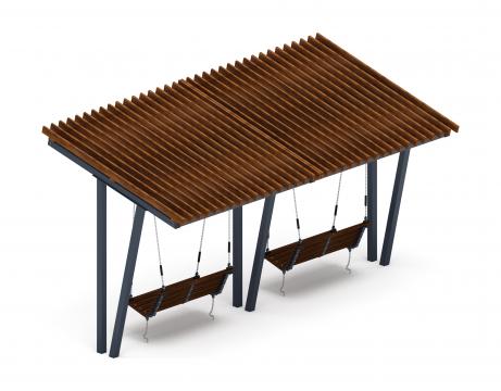 Пергола тент с качелями (наклоная) - МФ 78.03.02-01.И1 /без поликарбоната/