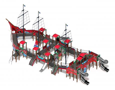 Баркентина (Мульт) - ДИК 2.03.3.06-20 - Игровой комплекс (нержавейка скат) H=1200, Н=1500, Н=2000