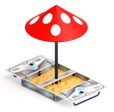 Песочница с крышкой средняя и навесом Грибок (Техно) - ИО 5.01.10-10