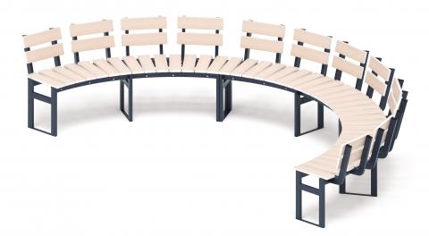 Модульная скамья радиальная (беленый дуб) МФ 42.01.25-01