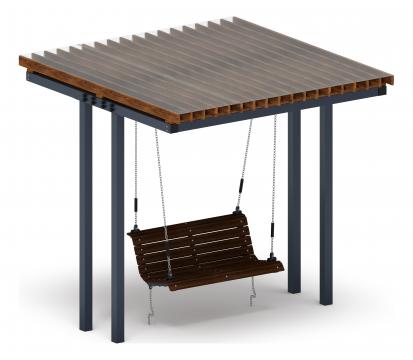 Пергола тент с качелями (прямая) - МФ 78.04.01-И1 /с поликарбонатом/