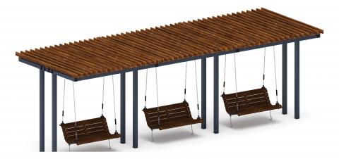 Пергола тент с качелями (прямая) - МФ 78.04.03-01.И1 /без поликарбоната/