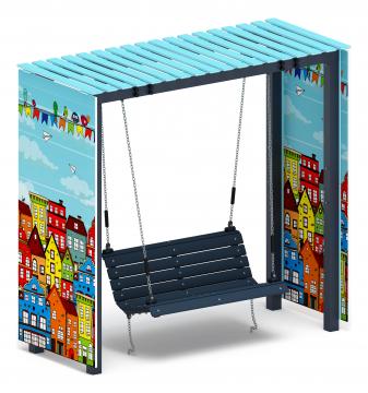 Пергола с качелями (Город) - МФ 78.06.01-05.И1/без поликарбоната/