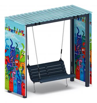 Пергола с качелями (Коты) - МФ 78.06.01-06.И1 /с поликарбонатом/