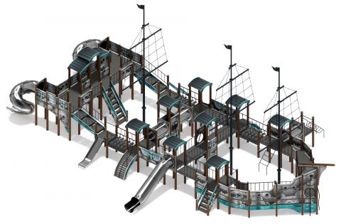 Баркентина (Лагуна) - ДИК 2.03.3.06-22 - Игровой комплекс (нержавейка скат) H=1200, Н=1500, Н=2000