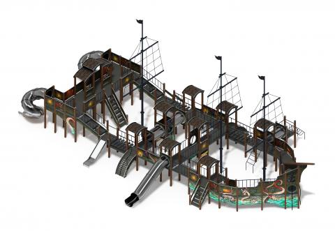 Баркентина (Летучий Голландец) - ДИК 2.03.3.06-21 - Игровой комплекс (нержавейка скат) H=1200, Н=1500, Н=2000