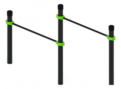 Воркаут 108. Перекладины стационарные разноуровневые (зеленый) ВТ 02.07-02