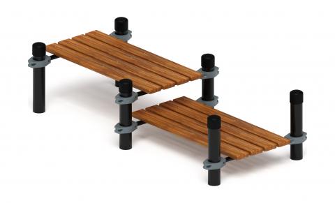 Воркаут 108. Гимнастическая скамья двойная разноуровневая (серый) ВТ 02.01-03