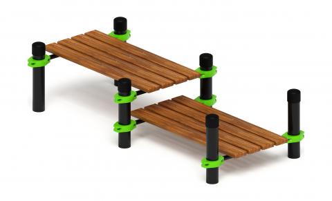 Воркаут 89. Гимнастическая скамья двойная разноуровневая (зеленый) ВТ 01.01-02