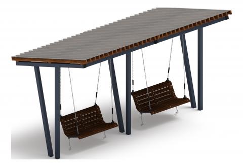 Пергола тент с качелями (наклоная) - МФ 78.03.02-И1 /с поликарбонатом/