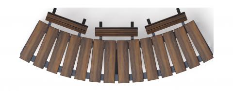 Модульная скамья радиальная (темный дуб) МФ 42.01.19