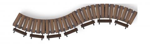 Модульная скамья радиальная (темный дуб) МФ 42.01.21