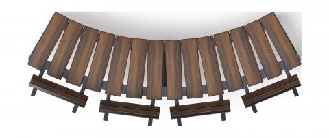 Модульная скамья радиальная (темный дуб) МФ 42.01.18