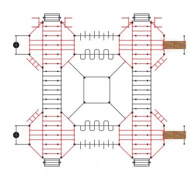 Многофункциональный спортивный комплекс (красный) МК 100.02-01