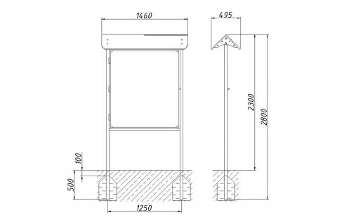 СТЕНД ИНФОРМАЦИОННЫЙ С КРЫШЕЙ И ДВЕРЦЕЙ (Арт. Б083)