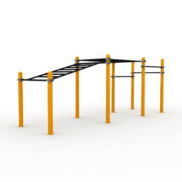 Детский рукоход двухсекционный с подъёмом и 3 турника