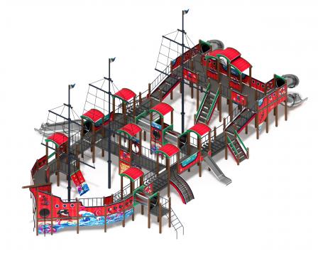 Баркентина (Мульт) - ДИК 2.03.3.06-20 - Игровой комплекс (нержавейка скат) H=1200, Н=1500, Н=2000