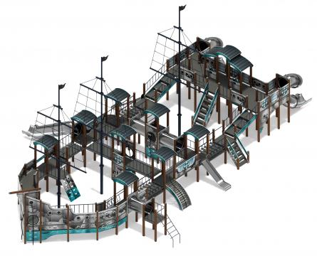 Баркентина (Лагуна) - ДИК 2.03.3.06-22 - Игровой комплекс (нержавейка скат) H=1200, Н=1500, Н=2000