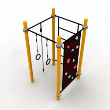 Детский воркаут комплекс с канатом, кольцами, скалодромом и шведской стенкой