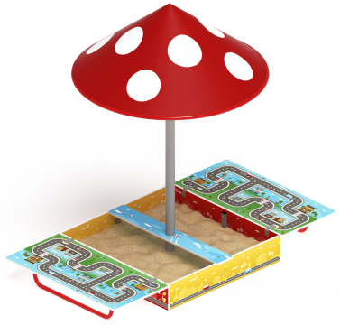 Песочница с крышкой средняя и навесом Грибок (Игра) - ИО 5.01.10-02