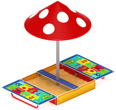 Песочница с крышкой средняя и навесом Грибок (Арифметика) - ИО 5.01.10-03