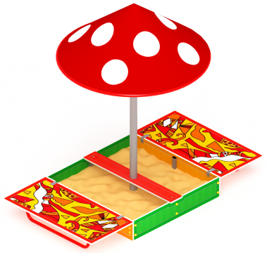 Песочница с крышкой средняя и навесом Грибок (Рыбы) - ИО 5.01.10-04