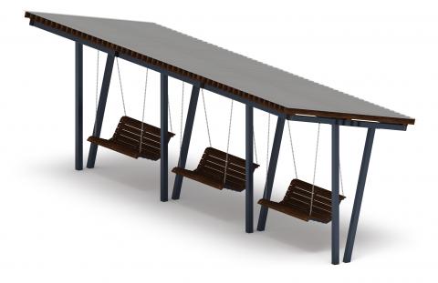 Пергола тент с качелями (наклоная) - МФ 78.03.03 /с поликарбонатом/