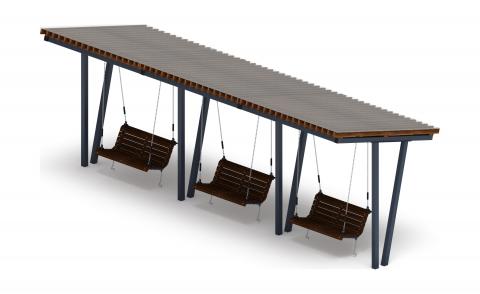 Пергола тент с качелями (наклоная) - МФ 78.03.03-И1 /с поликарбонатом/