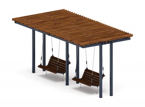 Пергола тент с качелями (прямая) - МФ 78.04.02-01.И1 /без поликарбоната/