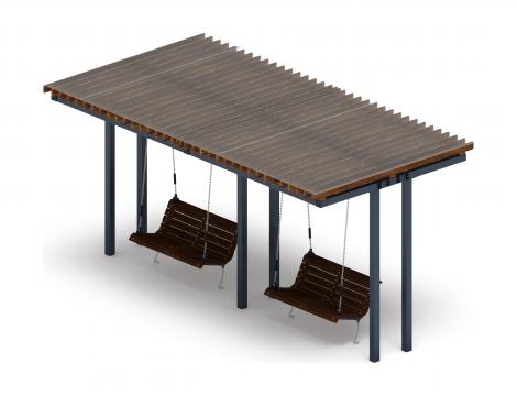 Пергола тент с качелями (прямая) - МФ 78.04.02-И1 /с поликарбонатом/