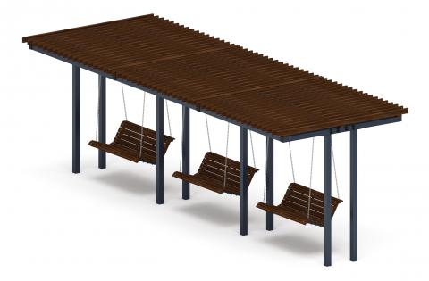 Пергола тент с качелями (прямая) - МФ 78.04.03-01 /без поликарбоната/