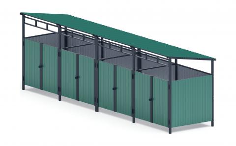 Навес контейнерной площадки для мусора (4 секции) МФ 55.02.02.4-01